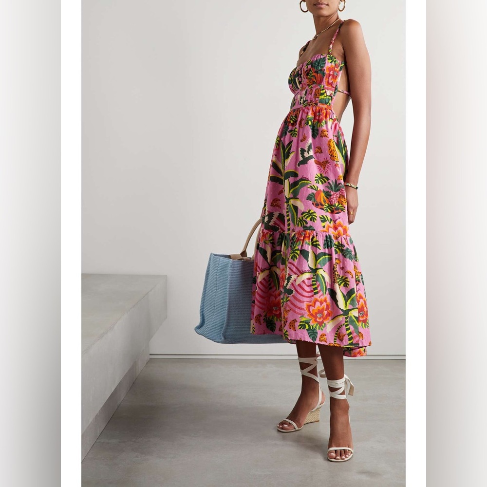 Farm Rio Leopard Floral Midi Dress